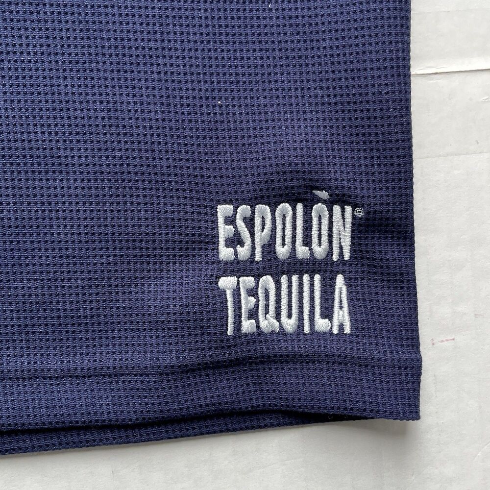 Greyson Waffle Knit Hoodie Espolon Tequila Promotional Pullover Sweatshirt Navy - Picture 7 of 9